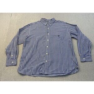 Chaps Shirt Men's XL Blue White Check Long Sleeve Casual Button Front Academia
